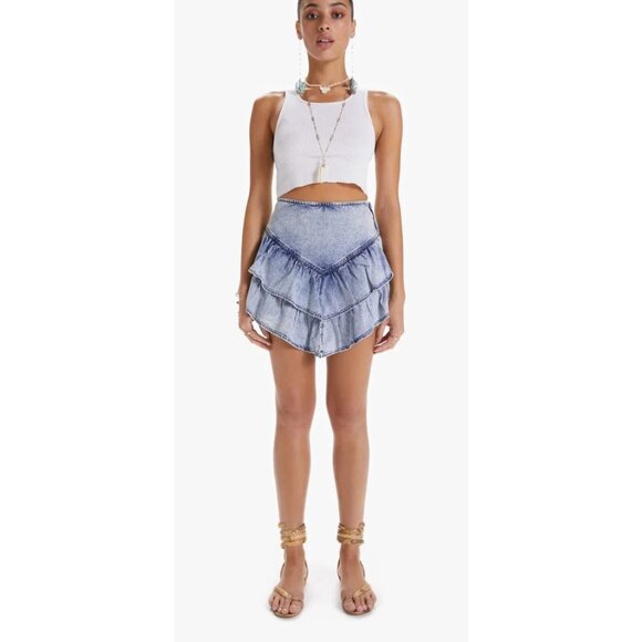 MOTHER The Ruffle Mini Skirt in Denim Size 28 $188 NEW [jb] - Picture 2 of 9